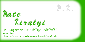 mate kiralyi business card